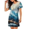 thumbnail image 2 of Disketp Iceberg Bald Eagle para Camisón Corto de Manga Corta para Mujeres, Camisón Cómodo con Escote Redondo, Bonito y Confortable, 2 of 6