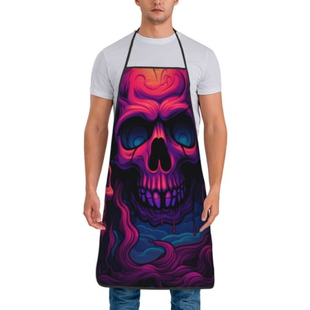 

Gaeub Purple-Red Skull Print Apron for Men and Women Waterproof Apron for Cooking Dishwashing Lab Butcher Dog Grooming