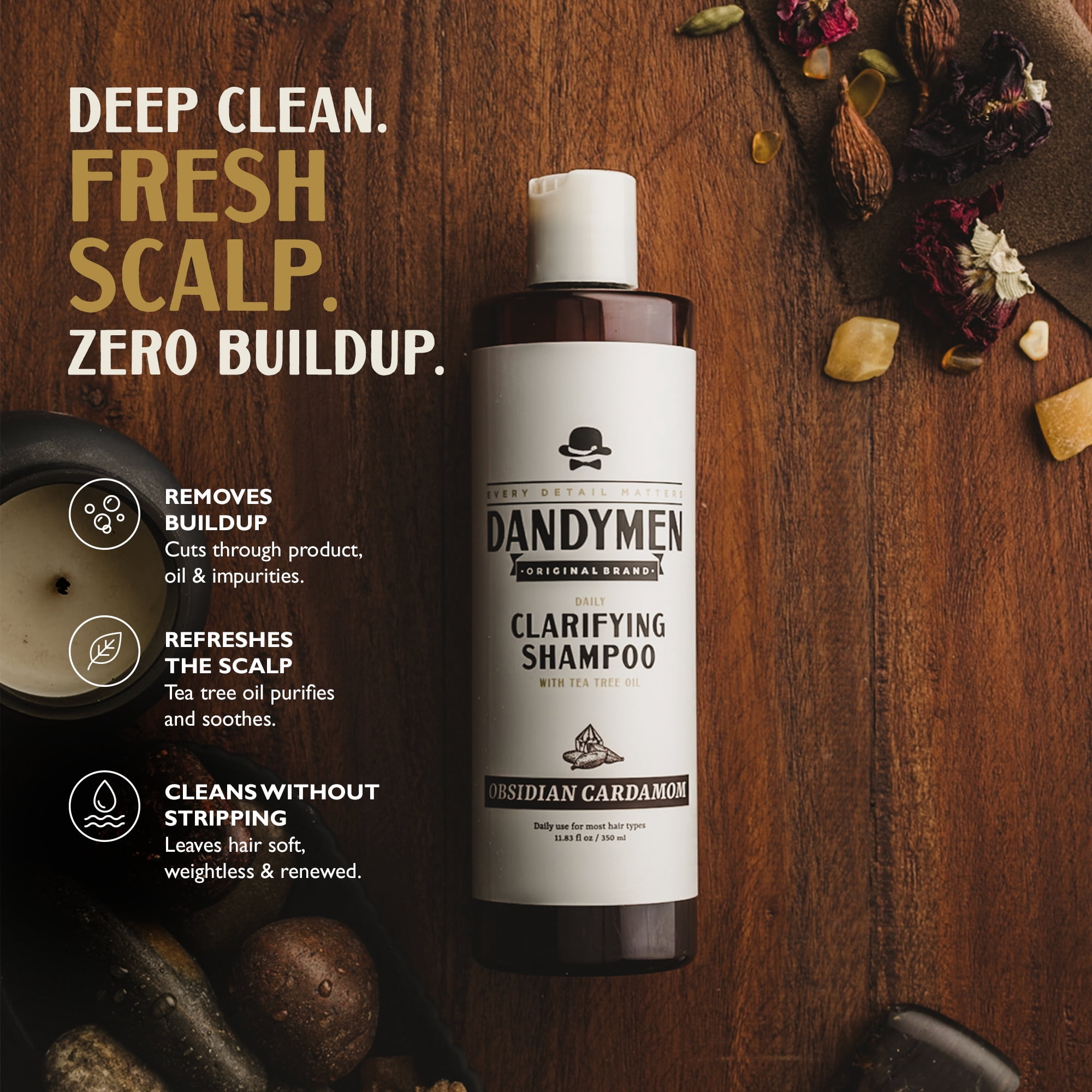 DANDYMEN COLLECTION Daily Use Clarifying Shampoo 11.83 fl oz Obsidian Cardamom