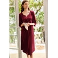 thumbnail image 4 of Ekouaer Nightgown for Women Long Nightshirt Maxi Sleepshirts V Neck Loungewear 3/4 Sleeve Sleepwear Full Length Sleep Dress, 4 of 6
