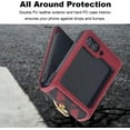 thumbnail image 4 of for Samsung Galaxy Z Flip 5 Case with Card Holder & Ring, Premium PU Leather Back Cover Hard PC Bumper All-Round Protection Protective Phone Case for Z Flip 5 2023 - Red, 4 of 11
