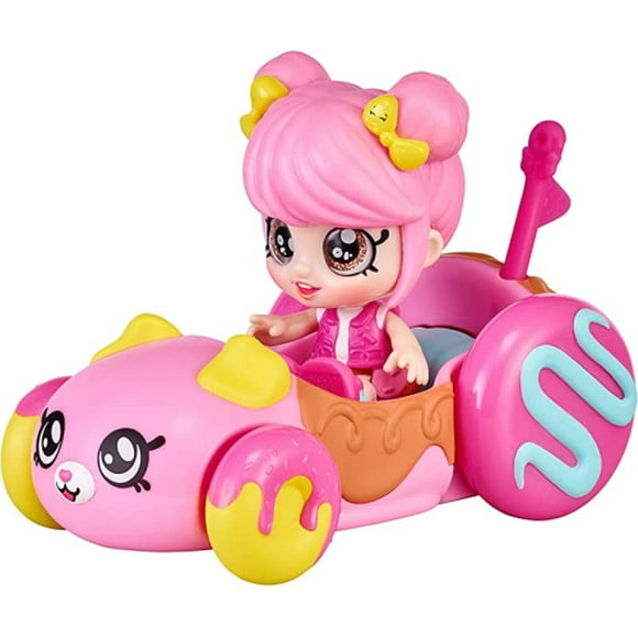 (Donatina's Car) - Kindi Kids Minis - Donatina's Car- Collectible Vehicle and Posable Bobble Head Figurine 2pc