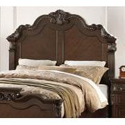 Bedroom Furniture Traditional Formal Eastern King Size Bed Dresser Mirror Nightstand 4pcs Set Dark Brown