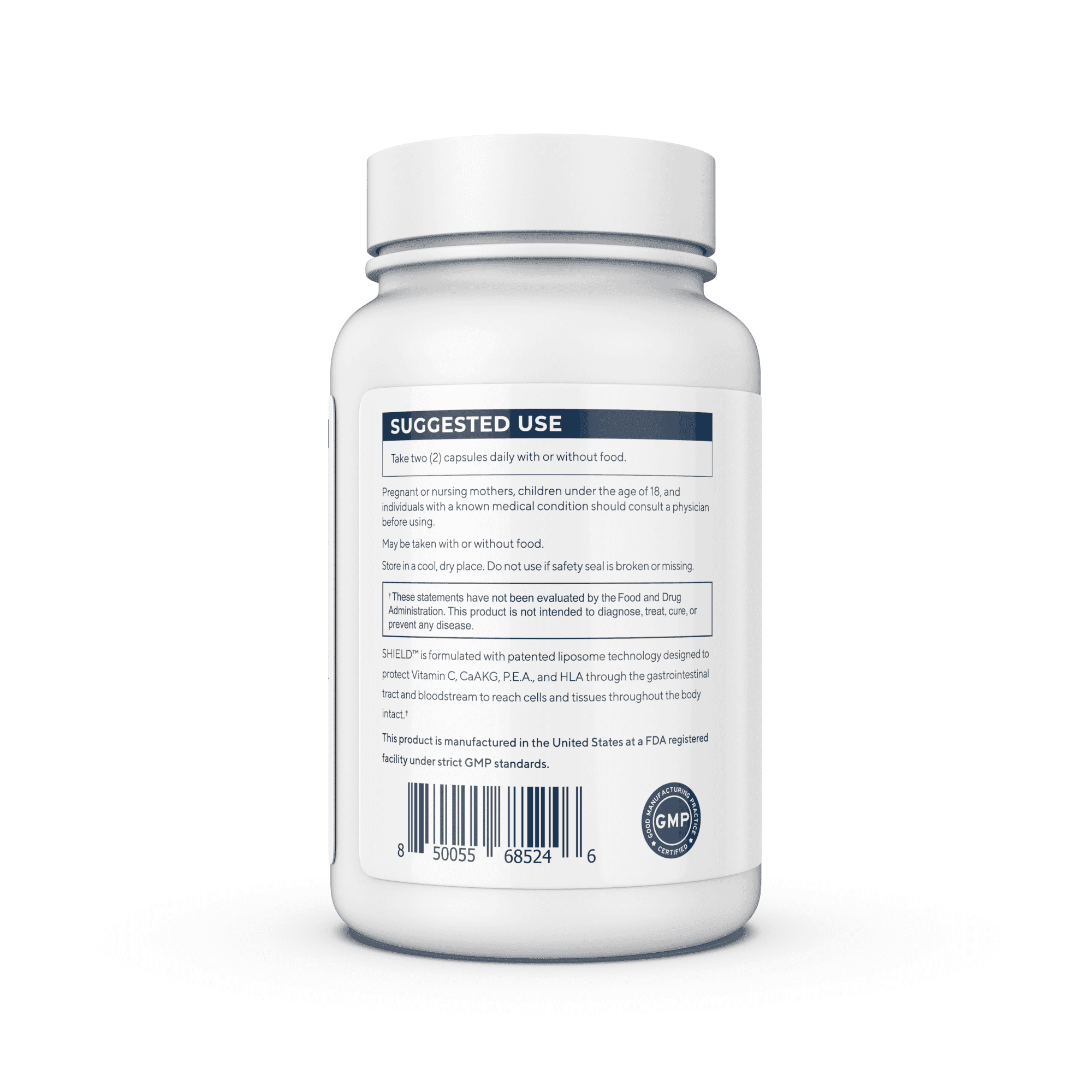 RENUE by SCIENCE Shield | Liposomal Vitamin C CaAKG P.E.A Hyaluronic Acid Supplement | 120 Capsules with Vitamin C (500mg) CA AKG (150mg) Palmitoylethanolamide (75mg) HLA (75mg) | Made in the USA