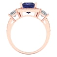 thumbnail image 4 of 3.005 ctw 3 Stone Anniversary Ring for Women | Princess Cut Simulated Tanzanite | Hyperallergenic Solid 18K Rose Gold, 4 of 5