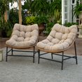 thumbnail image 3 of Chaises en Rotin d'Extérieur en Métal - Ensemble de 2 - Brun Naturel, 3 of 7