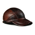thumbnail image 3 of Men's Golf Genuine Leather Hat Male Winter Real Cow Skin Casual Wear Baseball Caps Outdoors Korean Plate Flying Hats ,Classic Vintage, 3 of 9
