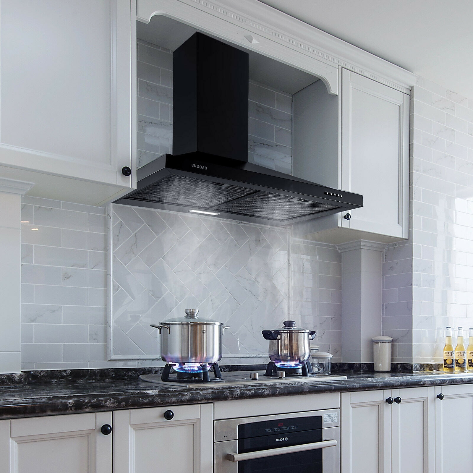 30 inch Range Hood Cooking Stove Vented Wall Mounted Range Hood LED 350 CFM 3 Speed Motor