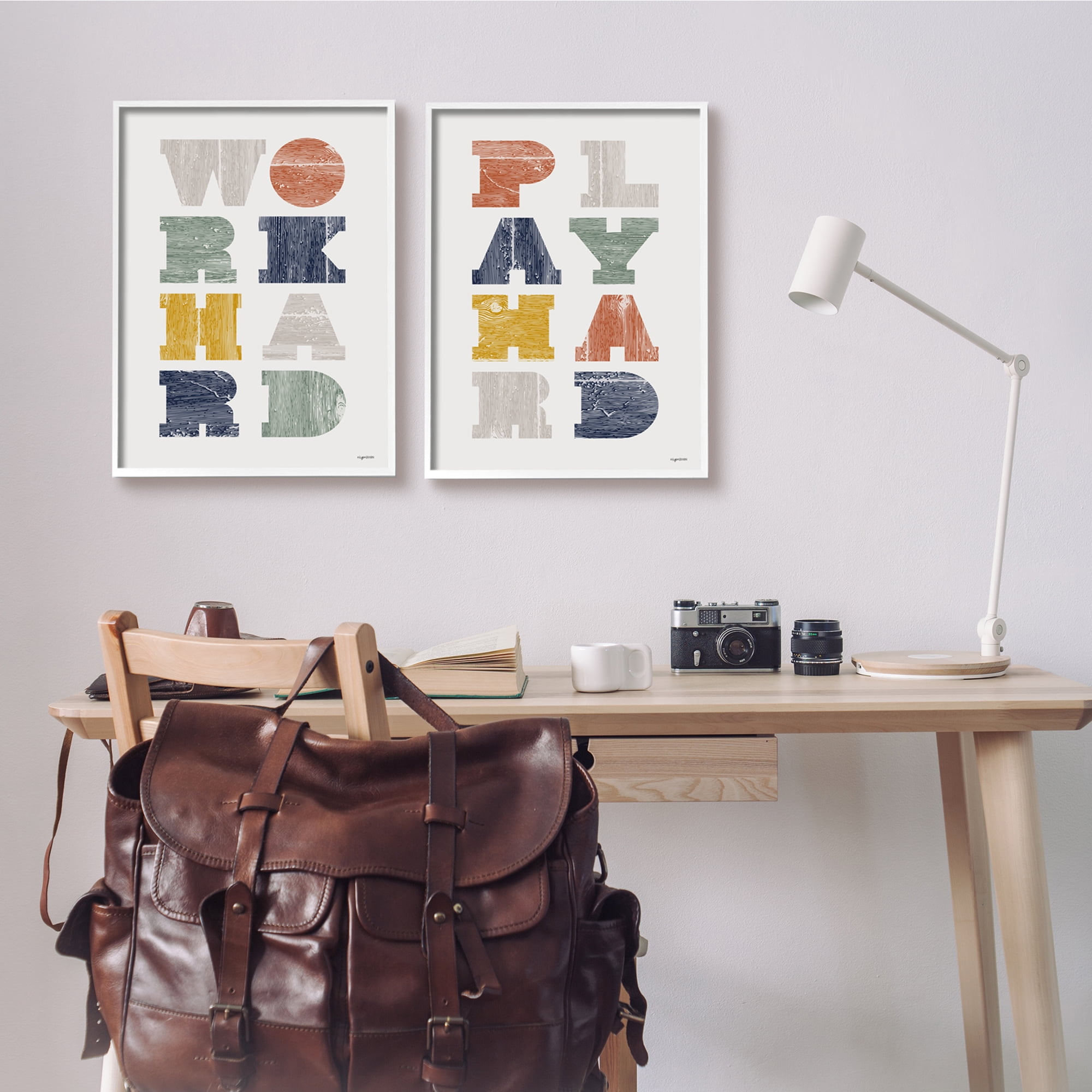 Stupell Industries Work Hard Play Hard Phrase Children's Block Typography, 16 x 20,Design by Kyra Brown