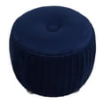thumbnail image 4 of Cortesi Home Doles Round Ottoman with Clear Acrylic Legs 16, High, Navy Blue Velvet, 4 of 4