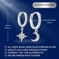 thumbnail image 4 of Tilo Jewelry 925 Sterling Silver Star Moon Dangle Drop Huggie Hoop Earrings with Cubic Zirconia CZ Stones | Everyday Celestial Earrings for Women & Unisex, 4 of 7