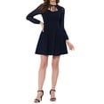 thumbnail image 2 of INSPIRE CHIC Women's Tie Neck Ruffled Mesh Long Sleeve Mini Dress, 2 of 5