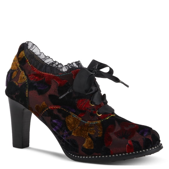 L`Artiste Pritz Women's Heeled Shootie with Feminine Lace Detailing and Edgy Studded Accents