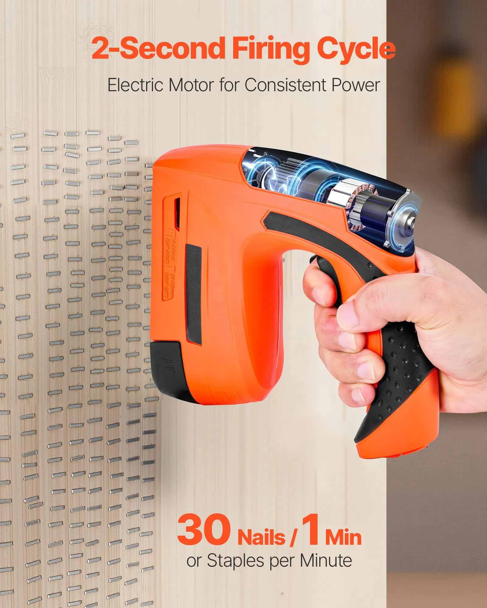 Cordless Brad Nailer, 2 in 1 Nail Gun Staple Gun with 1000 Pcs Staples and 1000 Pcs Nails, Non-Slip Rubber Grip for Woodworking, Carpentry and DIY Projects