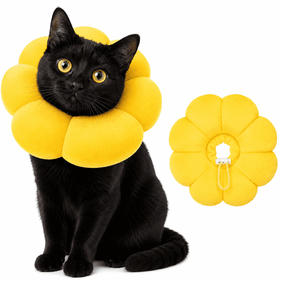 Cat Cone Collar Comfy Flower Style Elizabeth Collar Soft Waterproof Cat Recovery Collars Stop Licking Scratching After Surgery Cute Adjustable Lightweight Kitten Collars for Cats Kittens Small Dogs