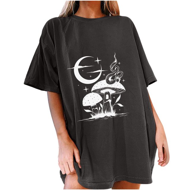 Blusa de Manga Corta Con Estampado de Sol Y Luna Gótica Vintage Para Hombre Y Mujer Odeerbi ODB181958