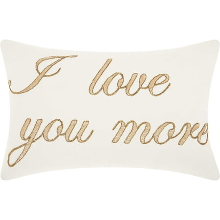 Nourison Luminecence "I Love You More" Decorative Throw Pillow, 14" x 20", Gold