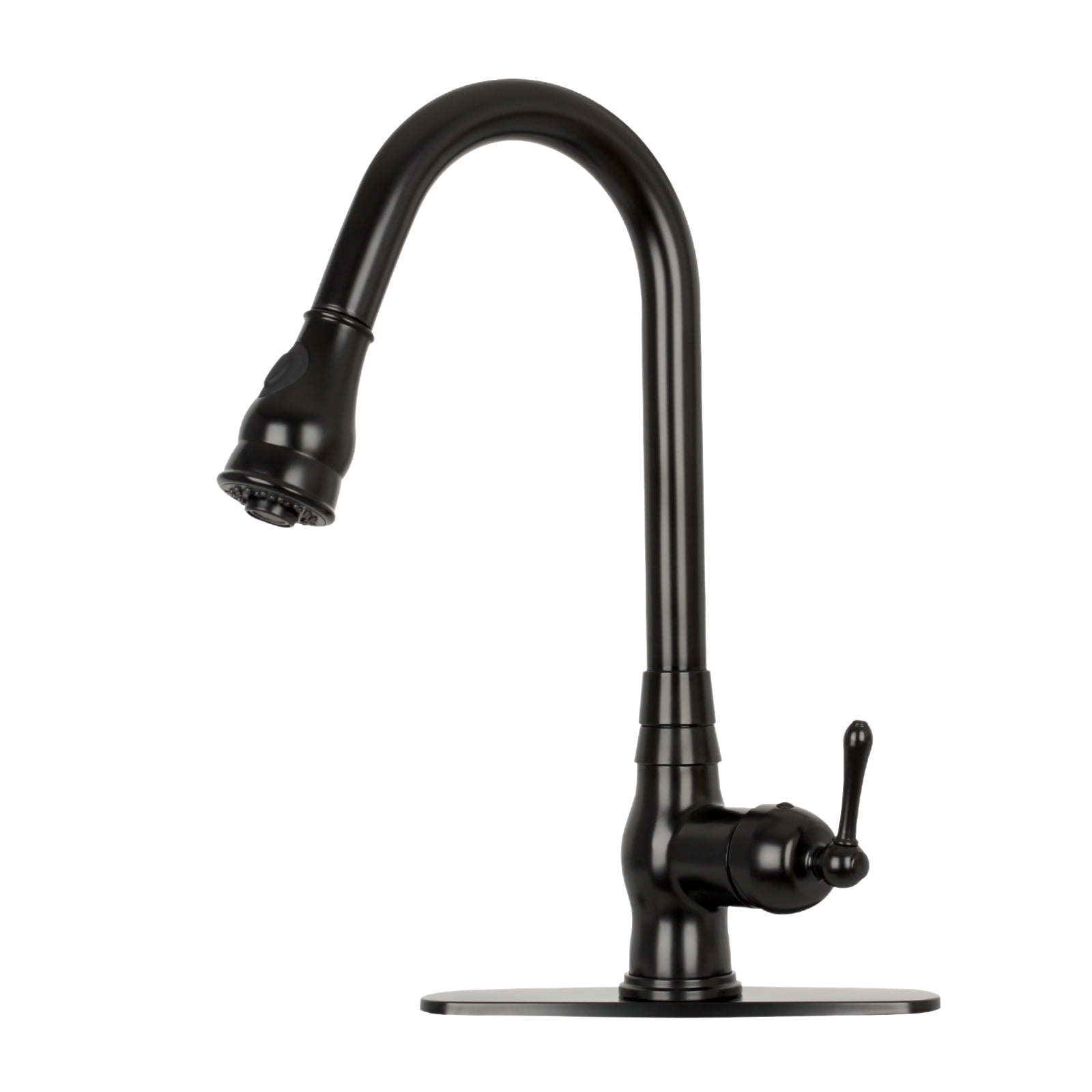 Matte Black Brass Pull-Down Kitchen Faucet with Single Handle