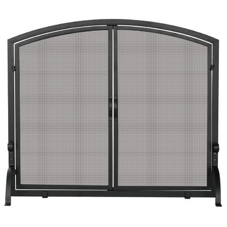 Natural Wrought Iron Screen - Uniflame Corporation Single Panel Wrought Iron Fireplace Screen