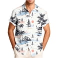 thumbnail image 2 of LODIENY Men's Short Sleeve Button Down Casual Hawaiian Shirts Summer Beach Holiday Tropical Palm Tree Sunset Printed Big and Tall Regular Fit Tops Trendy Graphic Tees Shirt White XXL, 2 of 7