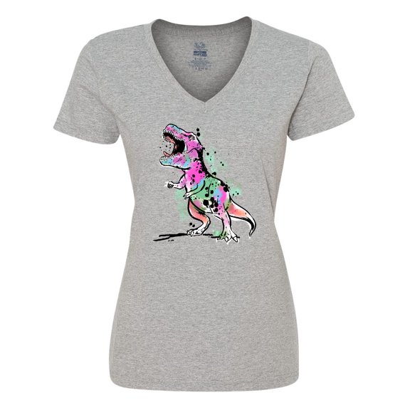Inktastic Graffiti Paint Splatter T-Rex Women's V-Neck T-Shirt