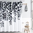 thumbnail image 6 of Black Floral Shower Curtain for Bathroom Black and White Eucalyptus Shower Curtain Watercolor Leaves Nature Botanical Bathroom Set Mens Flower Plant Bath Decor with Hooks 72x72, 6 of 7