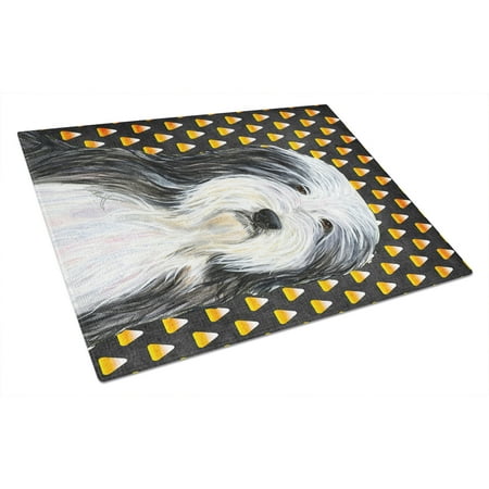 

Caroline s Treasures Bearded Collie Candy Corn Halloween Portrait Glass Cutting Board Large