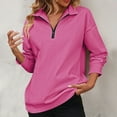 thumbnail image 4 of HUPOM Sweatshirt Women Round Neckline Zipper Cocktail & Party Hoodie Blazer Walking Hot Pink 2XL, 4 of 5