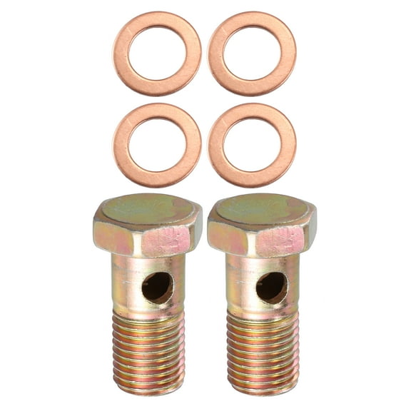 Unique Bargains 2 Set Single Banjo Bolt Brake Fitting Adapter Kit M14x1.5 Brake Line Thread with 14mm Washers