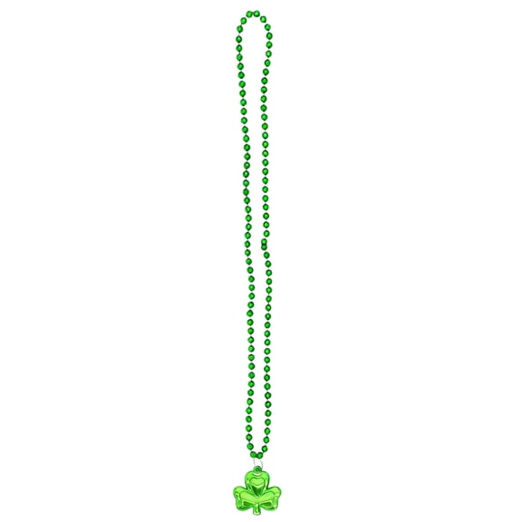 Yunuuuoa 5 Packs St. Patrick's Day Shamrock Necklace Party Favors Plastic Bead Necklace for Festival Celebration Irish Theme Event Accessories