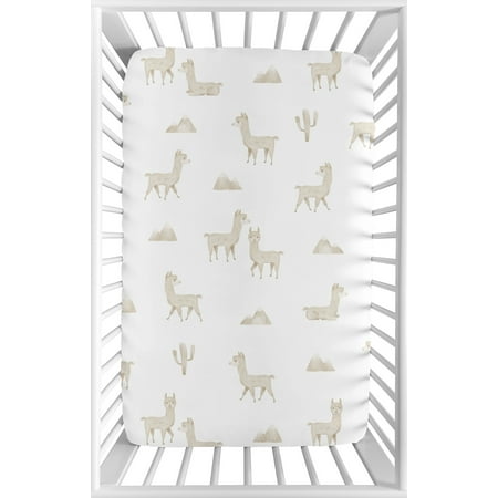 UPC: 0846480086369 | Boho Llama Fitted Mini Crib Sheet by Sweet Jojo Designs