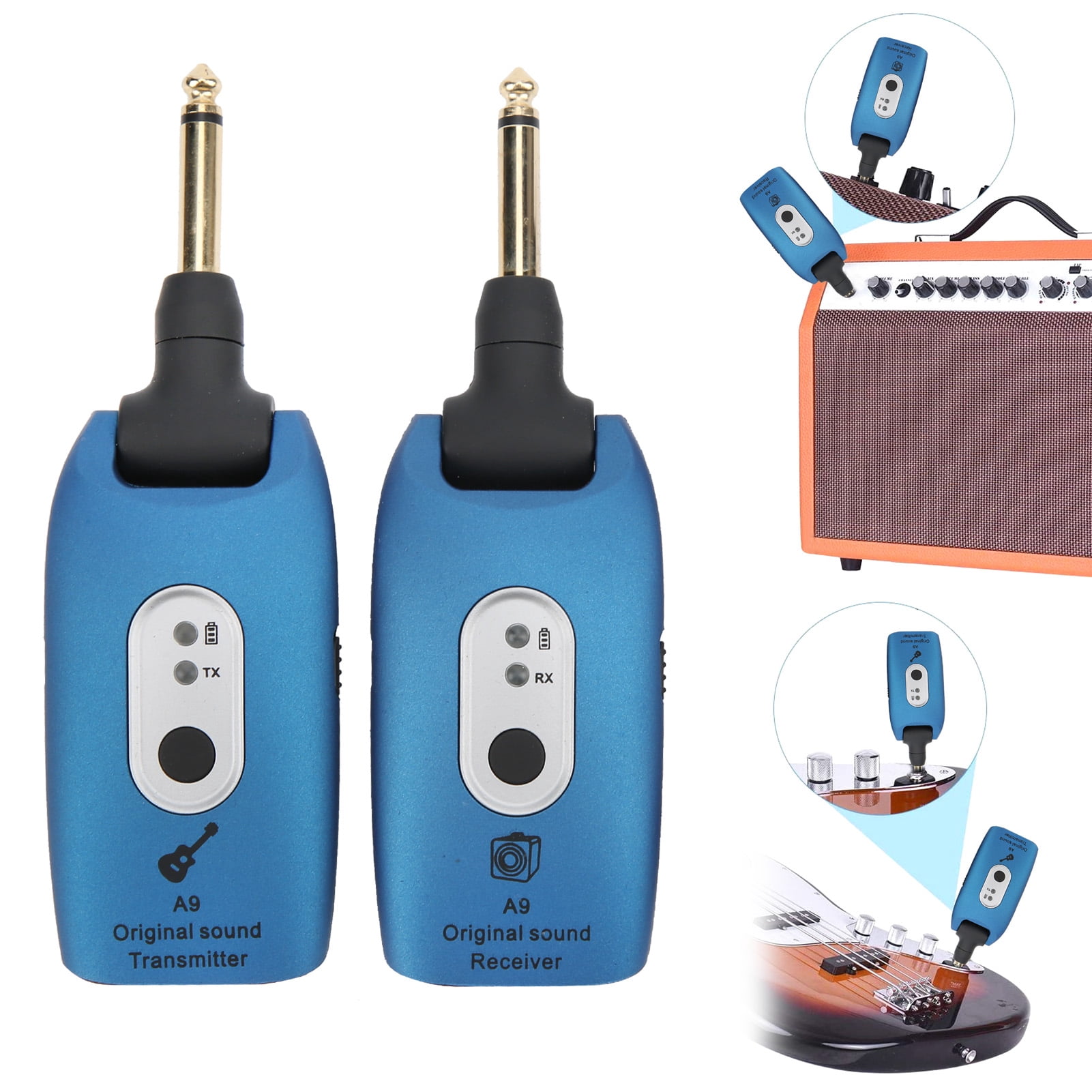 Guitar , 2.4G Uncompressed 2.4GHz Wireless Guitar Receiver For Guitar Bass Blue