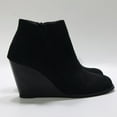 thumbnail image 4 of FRSASU Womens V Cut Wedge Ankle Booties Zip-up Closed Toe Stacked Heel Faux Suede Winter Boots On, 4 of 9