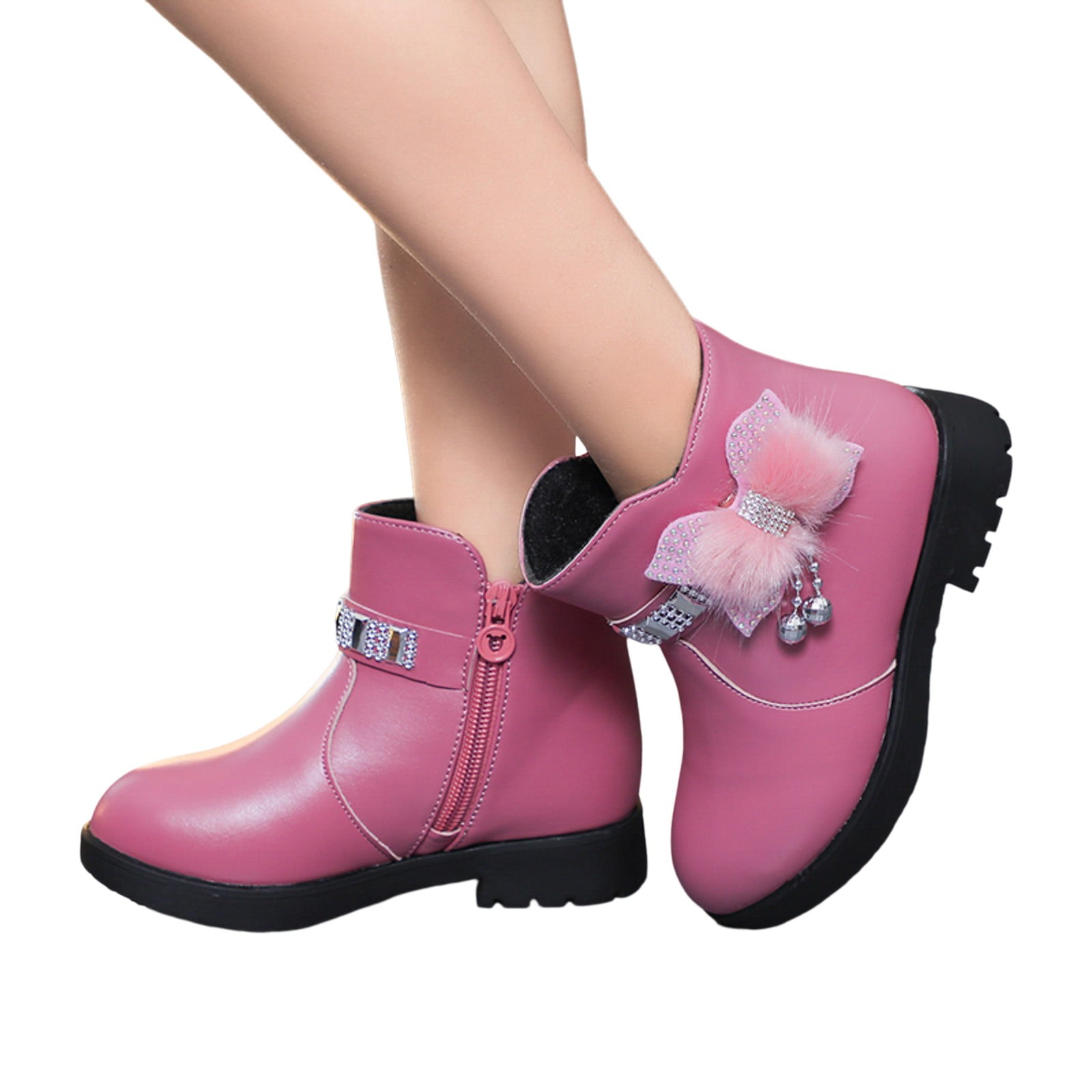 Allbestop Enfants Chaussures Talon Épais Bottes Courtes