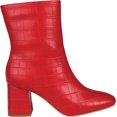 thumbnail image 2 of JOURNEE COLLECTION Womens Red Crocodile Padded Trevi Square Toe Block Heel Zip-Up Dress Booties 11 M, 2 of 4