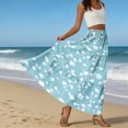 thumbnail image 6 of LWavelet Women Floral Print Tiered Maxi Skirt Elastic Waist With Pockets Boho Summer Long Skirt Cyan XL, 6 of 6