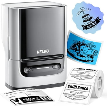 Nelko Label Maker Machine, PM220 Bluethooth Label Printer, 2 Inch Portable Thermal Printer for Small Business, Address, Logo, Clothing, Sticker Printer for Phones & PC, White