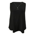 thumbnail image 4 of Mrat Extra Long Tank Tops for Women Women's Zipper Casual Solid Color V-Neck Sleeveless T-Shirt Tank Blouse Tops S-8 Black XXL, 4 of 5
