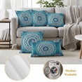 thumbnail image 6 of Turquoise Boho Flowers Outdoor Waterproof Pillow Covers, Retro Ethnic Abstract Floral Art Decorative Square Throw Pillowcase Sofa Cushion Sham for Patio/Couch/Chair, 24"x24" 2 Pack, 6 of 8