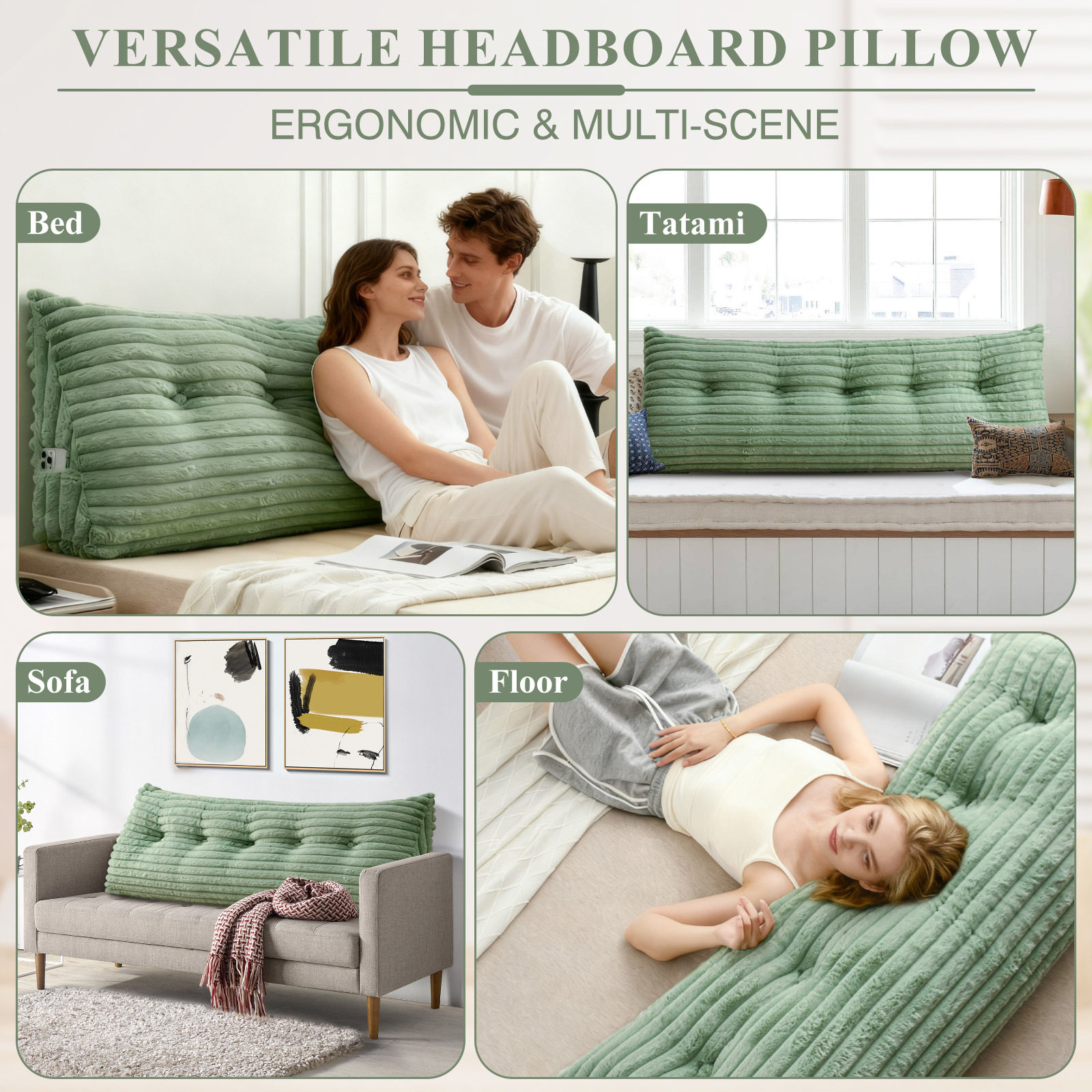 ANMINY Plush Headboard Pillow - 320 GSM Soft Fleece, High Elastic Pearl Cotton Filling, Versatile Sofa Backrest & Leg Pillow, Perfect Christmas/Housewarming Gift
