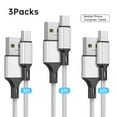 thumbnail image 1 of Cshidworld USB Cable C 2.4A de Carga Rápida, Paquete de 3 3/6/6 Pies, Cable de Carga Rápida de Nylon Premium, Compatible con iPhone 15 Samsung Galaxy Note 10/10+ Plus/9/8, S20 S10 S9 S8 Plus, Platead, 1 of 7