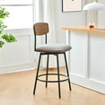 thumbnail image 2 of CHITA Swivel Counter Height Bar Stools with Back Set of 3, 27'' Seat Height, Metal & Wood Frame, Light Beige, 2 of 10