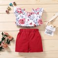 thumbnail image 3 of Mercatoo Baby Outfit Green Outfits Shorts Sleeve Baby Floral Toddler Girls Tops Printed Fly Girls Outfits&Set, 3 of 8
