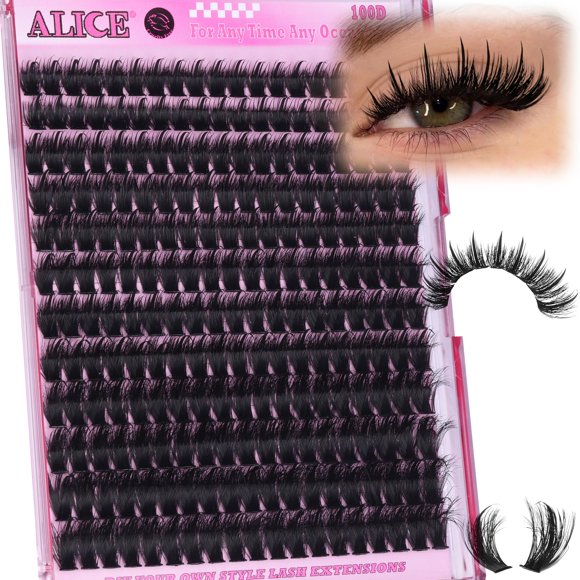 Extensiones de pestañas Alice Lash Clusters - Volumen tenues con púas - 228 unidades de 10-18 mm, 100D, impermeables, individuales, para un look espectacular y estilos personalizables