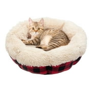 Pupteck Winter Cat Bed Mat - Furry Donut Pet Bed for Small Dogs & Cats, Soft Plush Pet Bed Self Warming for Puppies, Kittens