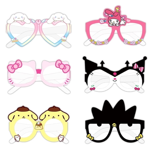 Kenvfego Anime Cartoon Themed Cartoon Character Glasses Photo Booth Prop Birthday Party Supplies 12 Pack