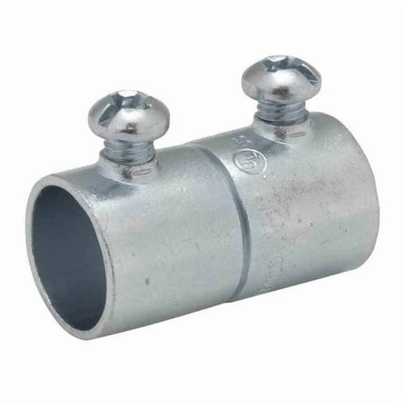 Raco EMT Coupling, 2 in, Set Screw, Steel, Zinc Plated, Gray 2028