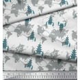 thumbnail image 3 of Soimoi Blue Modal Satin Fabric Tree & World Map Print Fabric by the Yard 42 Inch Wide, 3 of 3