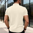 thumbnail image 4 of Men Short Sleeve Polo Shirt Casual Summer Collar Shirts Dress Button Polo T Shirt Classic Golf Shirts Beige XXL, 4 of 4