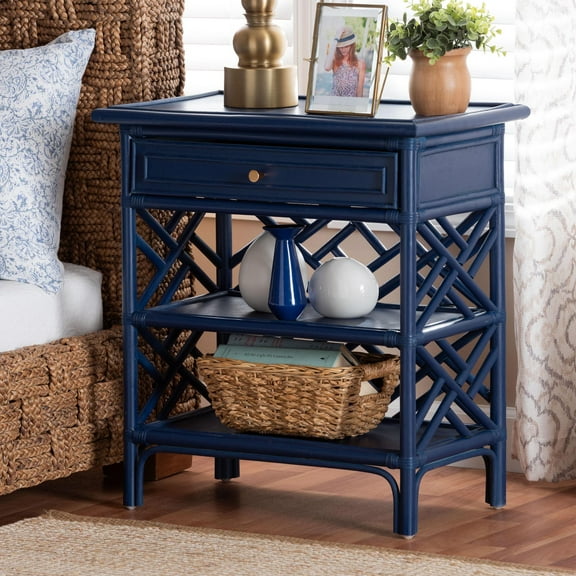 bali & pari Tiaret Coastal Nightstand, 1-Drawer, 24"W, Blue